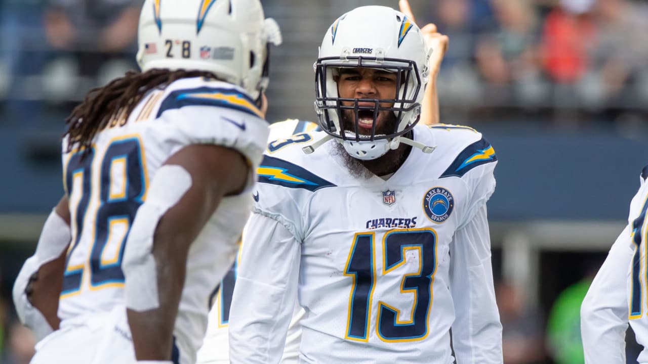 Carson, CA. 30th Sep, 2018. Los Angeles Chargers wide receiver Keenan Allen  (13) reaching for a first down during the NFL San Francisco 49ers vs Los  Angeles Chargers at the Stubhub Center