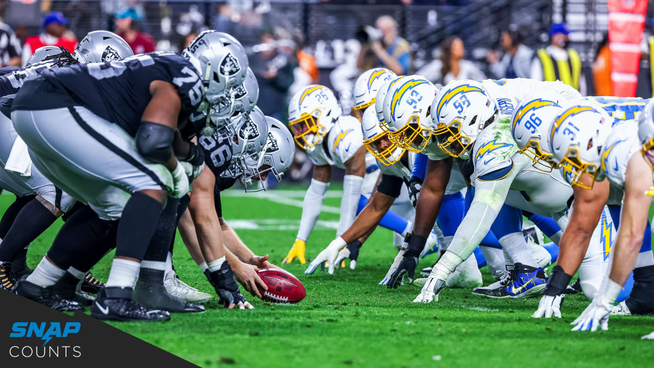 Snap Counts Los Angeles Chargers at Las Vegas Raiders, Week 18 2021