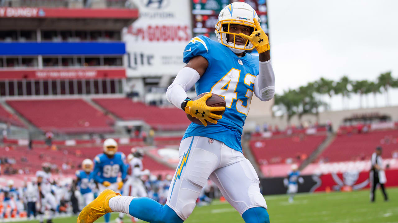 Michael Davis Los Angeles Chargers Game-Used #43 Royal Jersey vs. New York  Giants on December 12 2021