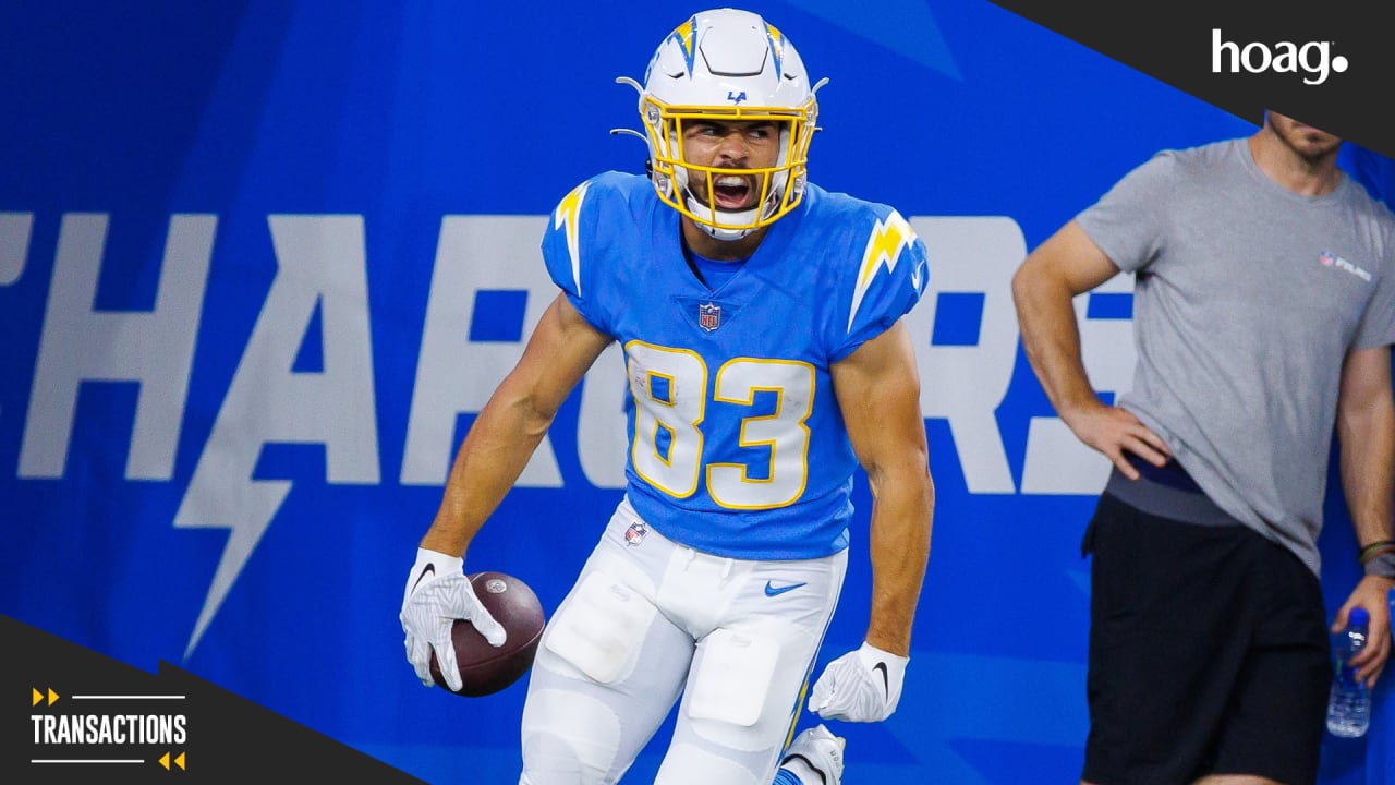 Los Angeles Chargers wide receiver Michael Bandy (83) during the first half  of an NFL football game against the Arizona Cardinals, Sunday, Nov. 27,  2022, in Glendale, Ariz. (AP Photo/Rick Scuteri Stock