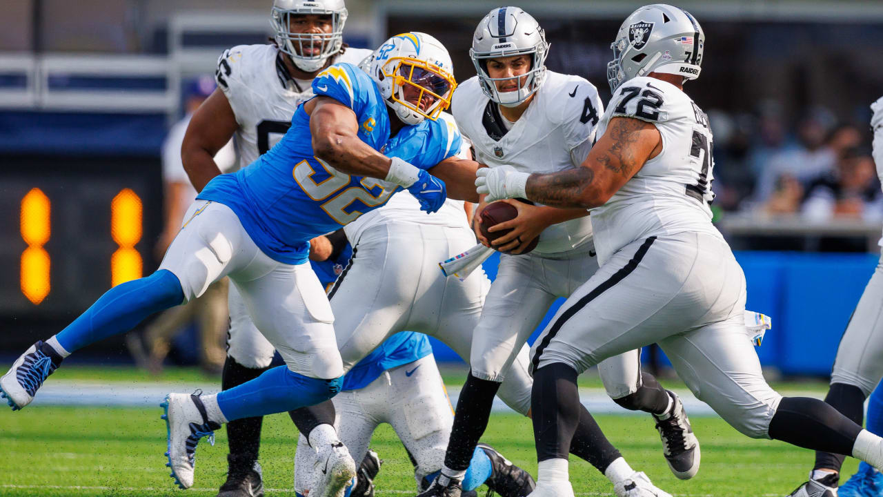 Khalil Mack sets the Chargers' sack record with 6 against the Raiders, his  former team, Pro National Sports