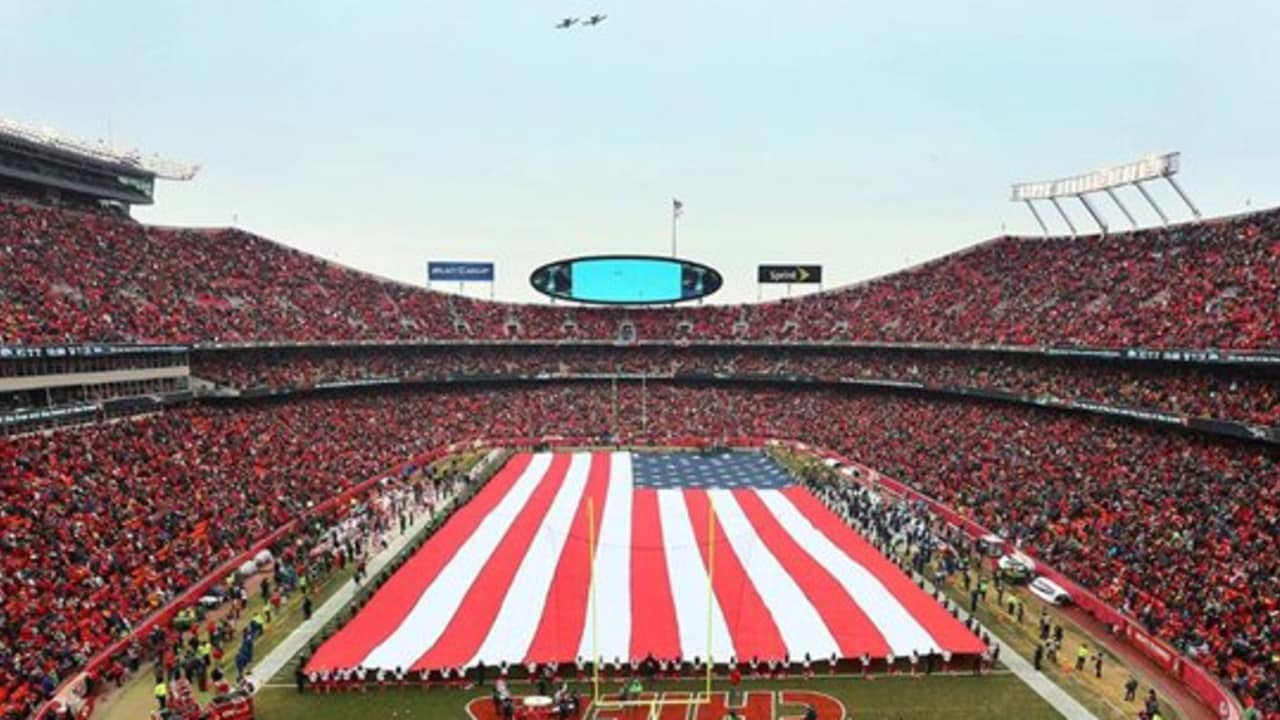 Kansas City, United States. 11th Oct, 2020. Fans take in a flyover before  the Kansas City Chiefs take on the Las Vegas Raiders at Arrowhead Stadium  in Kansas City on Sunday, October