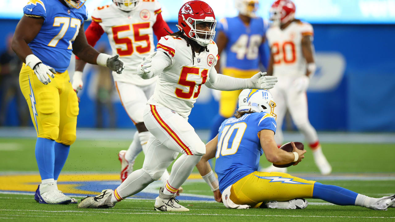 Kansas City Chiefs defensive end Mike Danna (51) wears Salute to Service  decal during an NFL