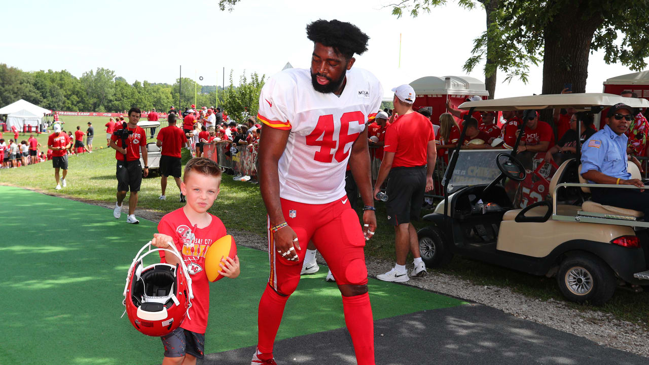 Chiefs wide receiver Justyn Ross exits training camp on cart