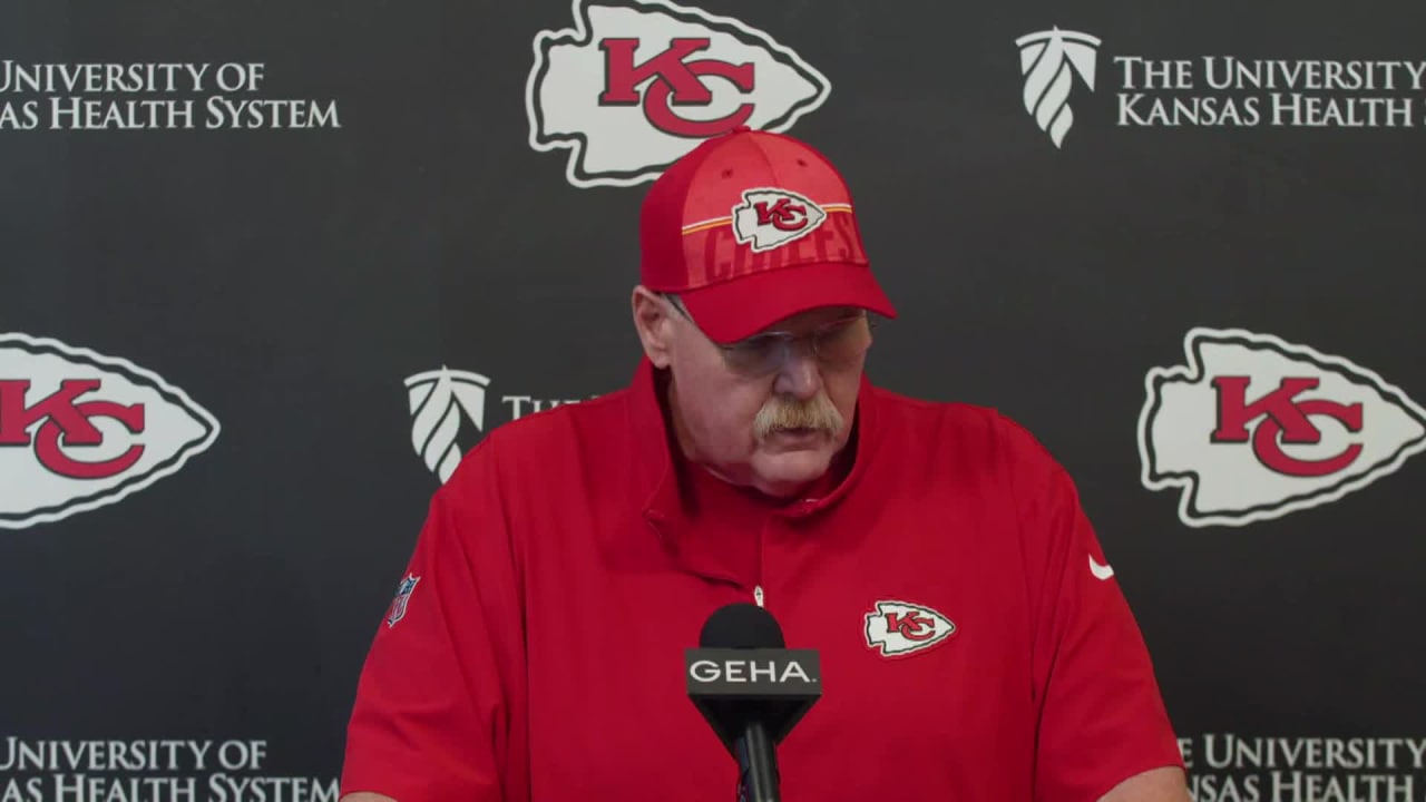 Kansas City Chiefs head coach Andy Reid watches a game replay