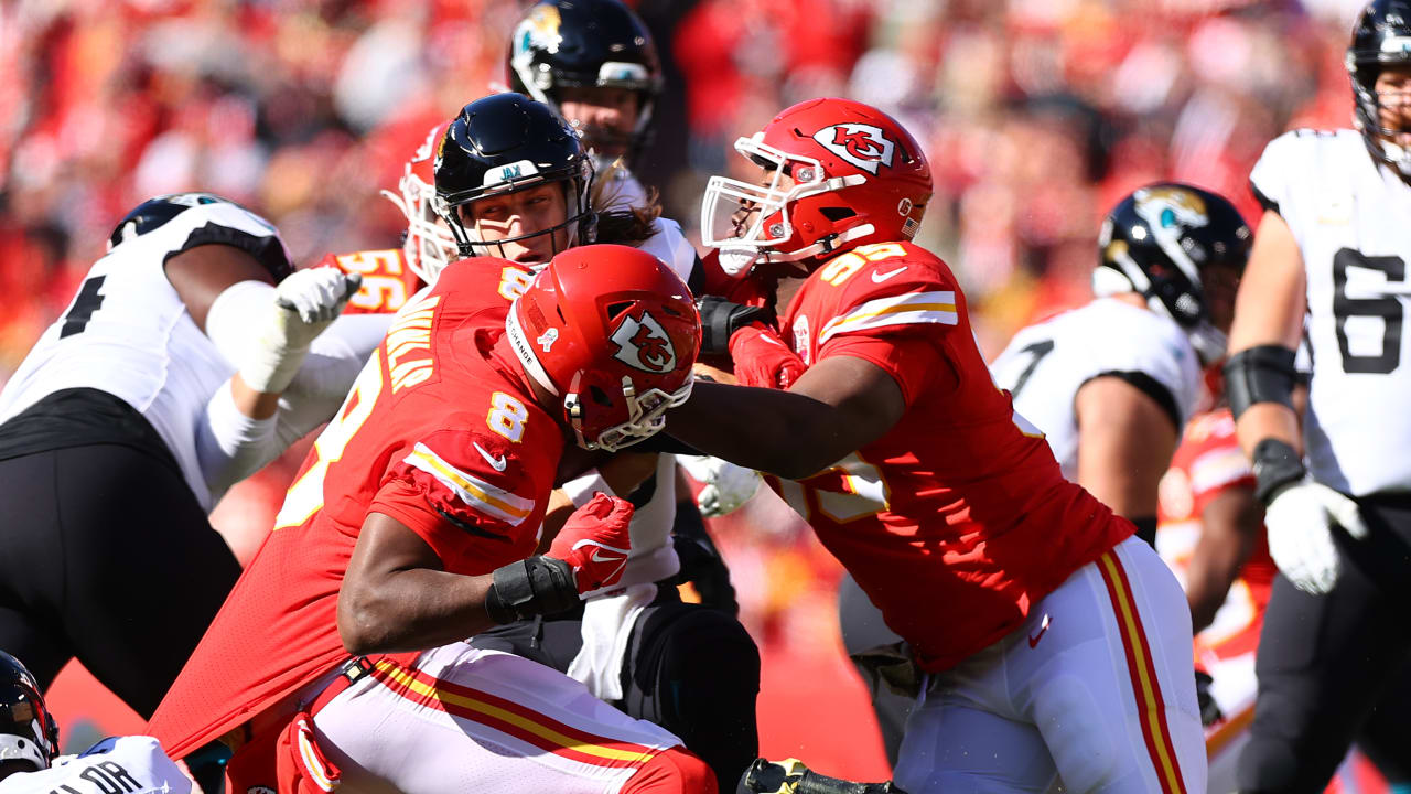 Kansas City Chiefs defensive tackle Chris Jones avoids using full body  weight on big sack vs. Jacksonville Jaguars quarterback Trevor Lawrence