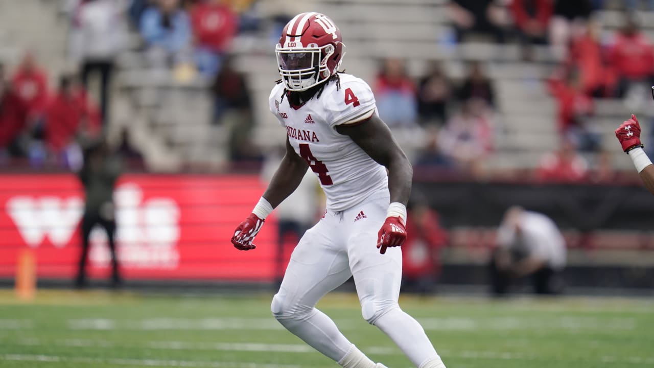 Offensive lineman Jason Godrick, of Nigeria, participates in a