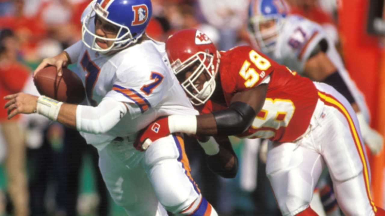 Derrick Thomas (58) Kansas City Chiefs and Deion Sanders (21