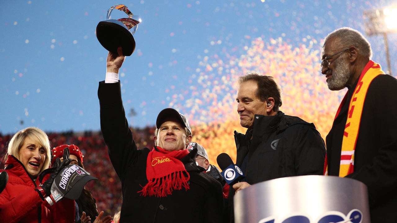 Kansas City Chiefs WILD AFC Championship trophy celebration + 1