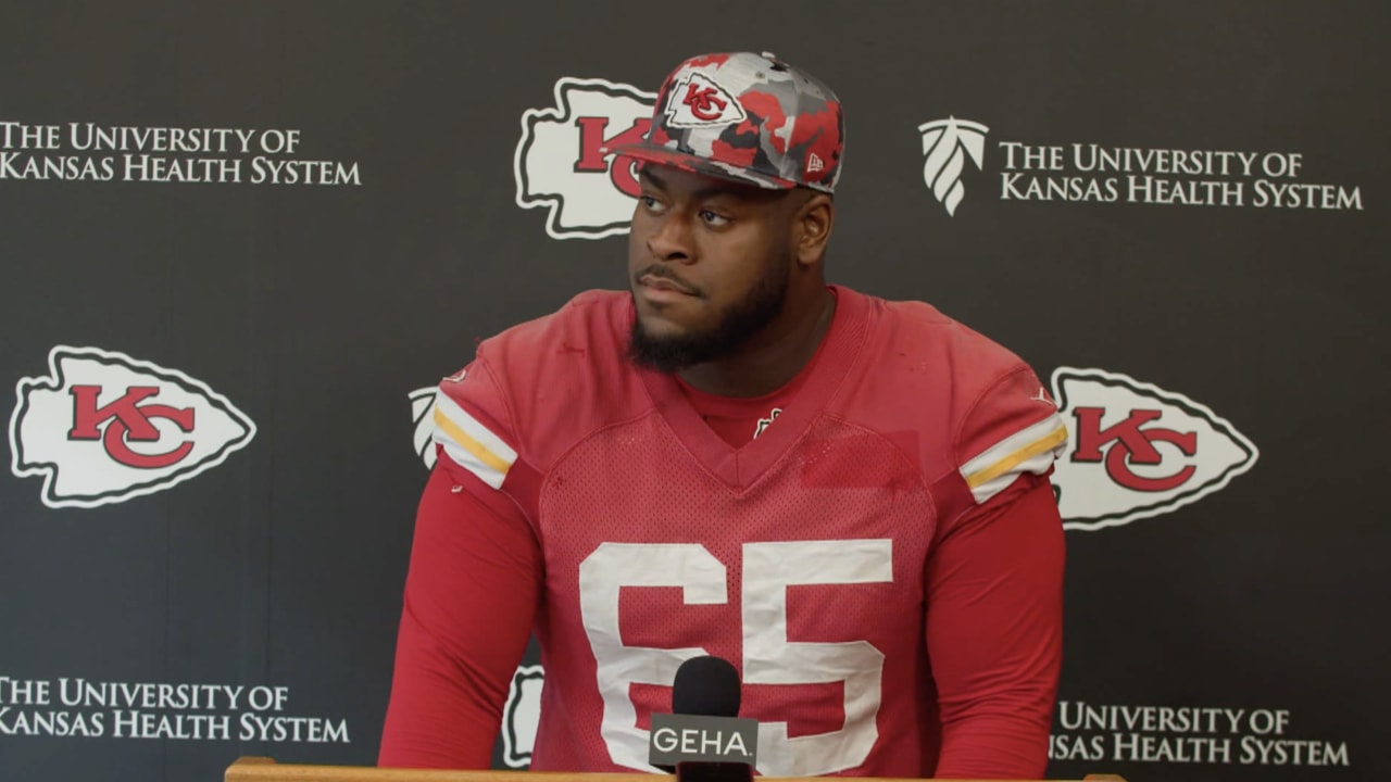 Kansas City Chiefs offensive guard Trey Smith (65) during pre-game warmups  before an NFL football game against the Cleveland Browns, Sunday, Sept.12,  2021 in Kansas City, Mo. (AP Photo/Reed Hoffmann Stock Photo 