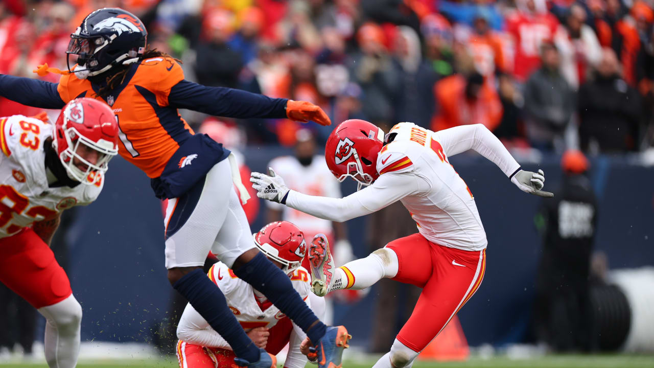 Kansas City Chiefs kicker Harrison Butker hits a 56-yard field goal to ...