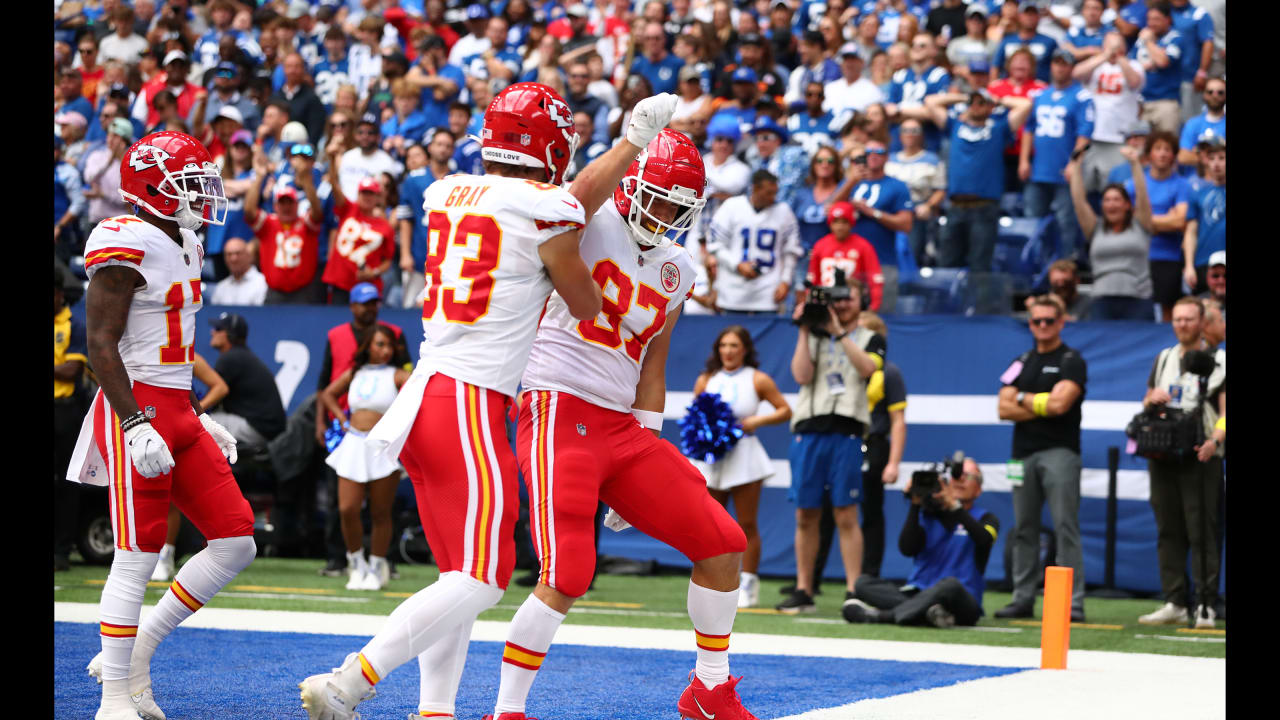 Travis Kelce Kansas City Chiefs Unsigned Super Bowl LVII Champions Touchdown Celebration Dance Photograph