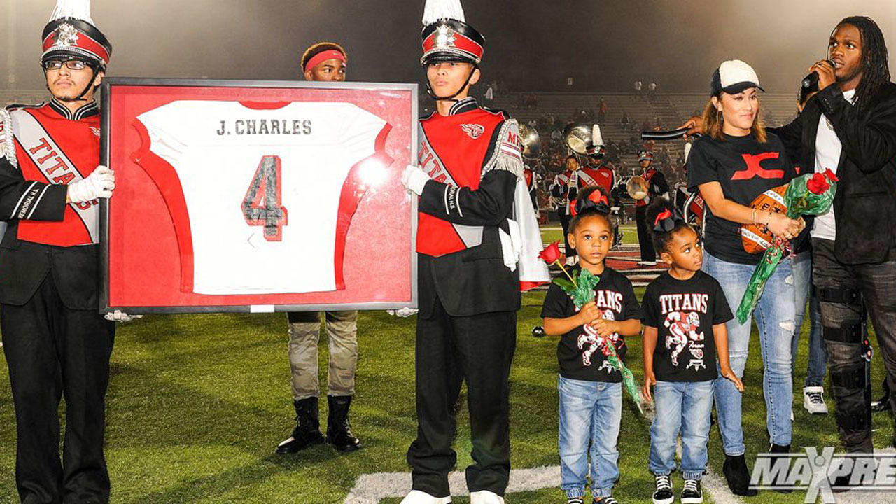 Running Back Jamaal Charles Has High School Jersey Retired