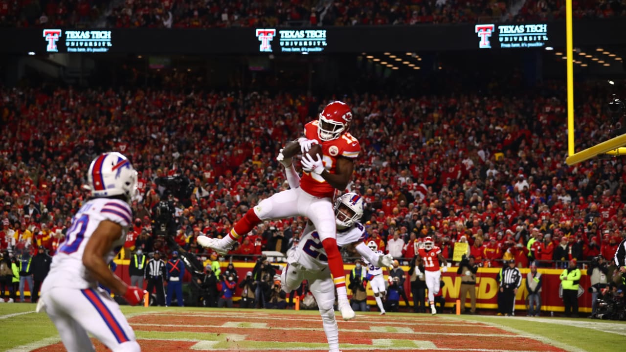 Kansas City Chiefs wide receiver Byron Pringle scores a touchdown