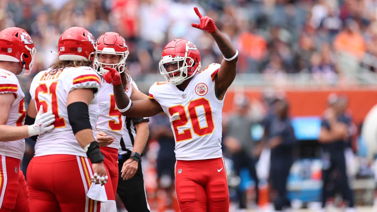 Kansas City Chiefs safety Justin Reid gets set to run during an