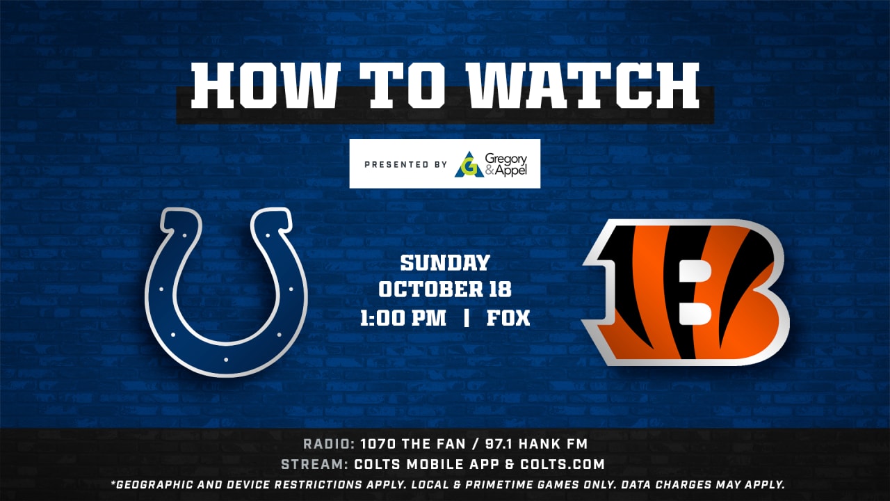Indianapolis Colts vs Cincinnati Bengals (Week 6) kicks off at 100 p.m