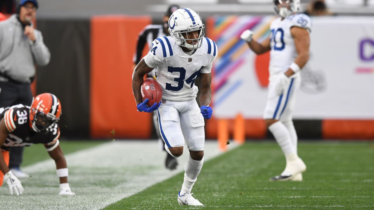 Isaiah Rodgers of the Indianapolis Colts scores a touchdown on a