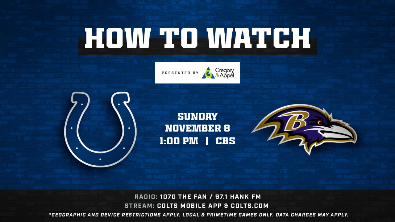 Indianapolis Colts at Baltimore Ravens (Week 3) kicks off at 1:00