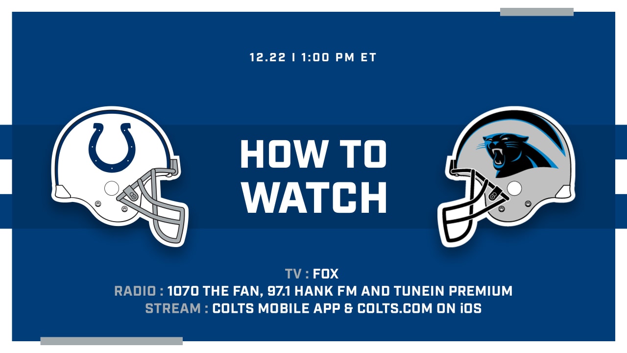 How to watch Carolina Panthers at Indianapolis Colts on December 22nd 2019  (Week 16)