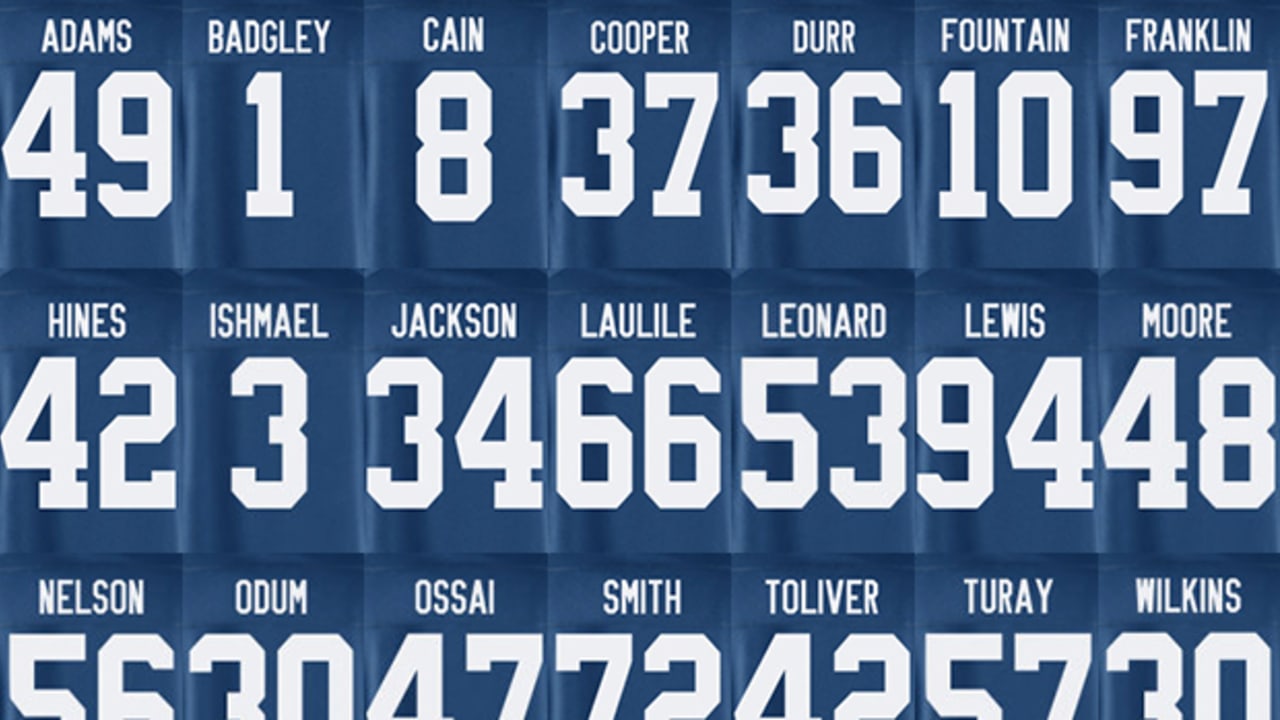 indianapolis colts jersey numbers