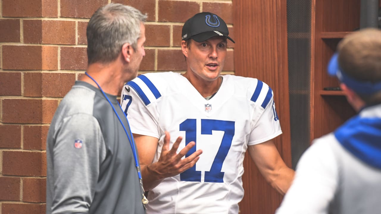 A Crucial Catch patch is on the jersey of Indianapolis Colts quarterback  Philip Rivers (17) as