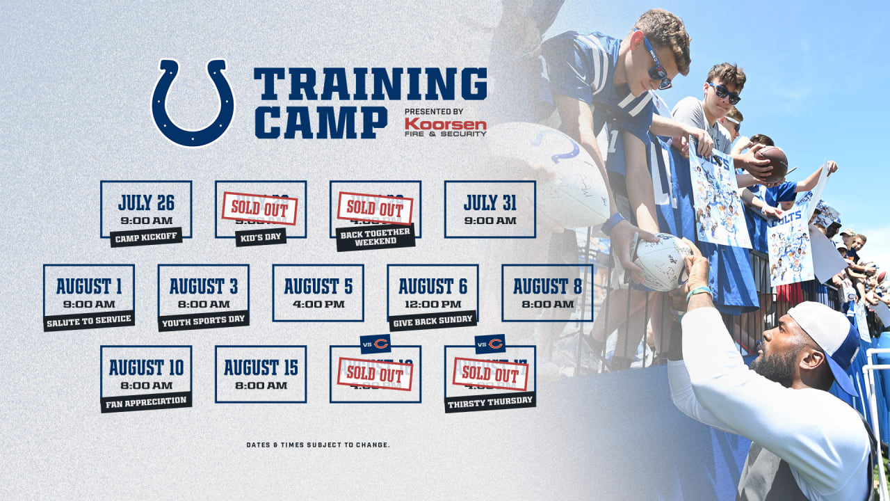 Colts 2021 training camp practices start July 28