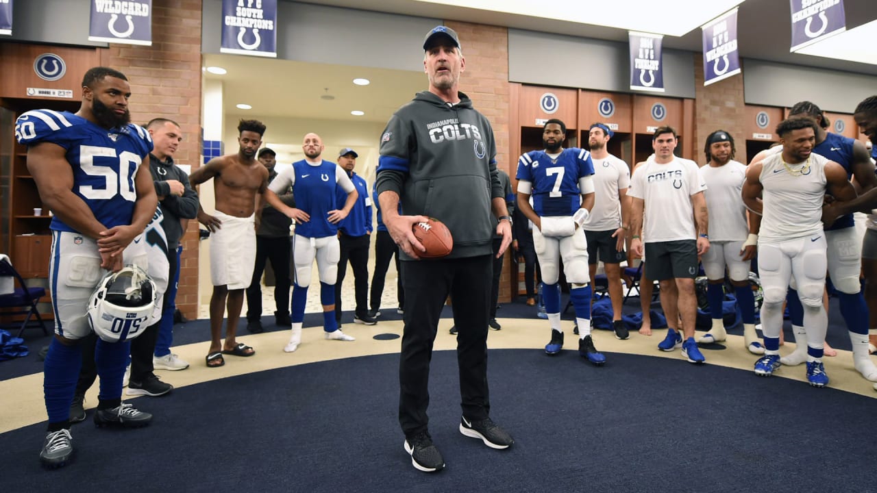 Indianapolis Colts head coach Frank Reich addresses locker room after Week  18 loss