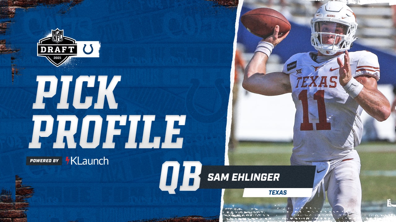 2021 NFL Draft: Quarterback Sam Ehlinger talks to the media after being  selected 218th overall by the Indianapolis Colts in the 2021 NFL Draft