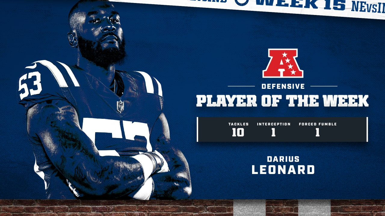Colts LB Darius Leonard Named AFC Defensive Player Of The Week For Week 15