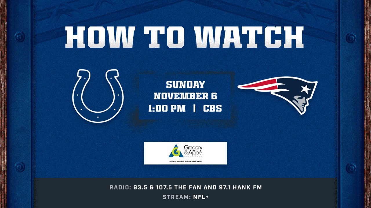 Watch & Listen Live: Indianapolis Colts at New England Patriots