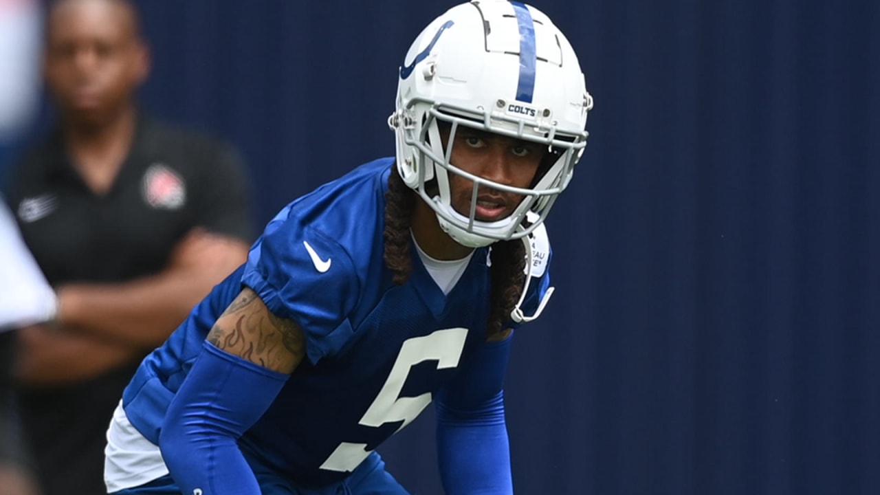 Star Cornerback is practicing in his new Colts threads during camp.