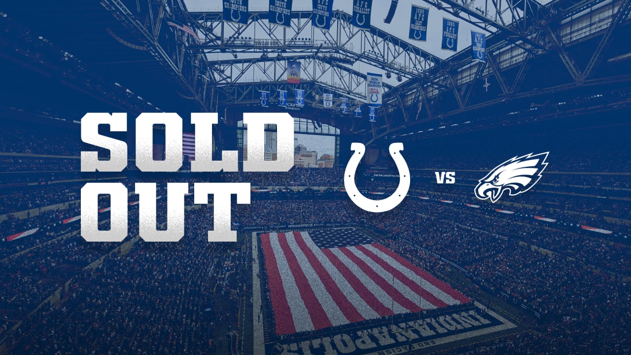 Single tickets for the Indianapolis Colts’ Nov. 20 home game against the Philadelphia Eagles are sold out.
