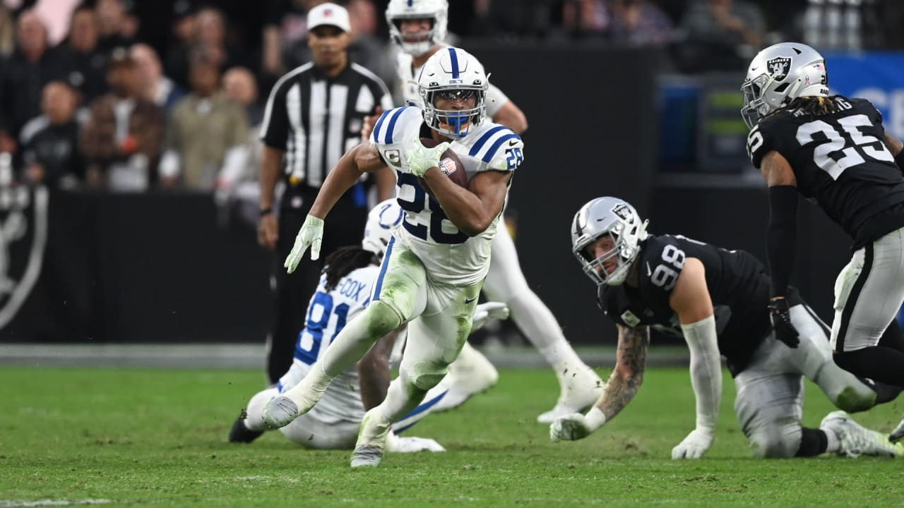 Indianapolis Colts running back Jake Funk (37) scores against the Buffalo  Bills during the first half