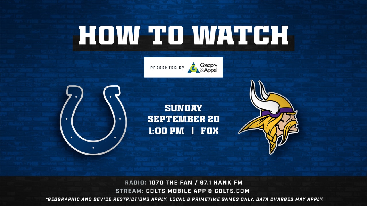 Indianapolis Colts vs Minnesota Vikings (Week 2) kicks off at 1