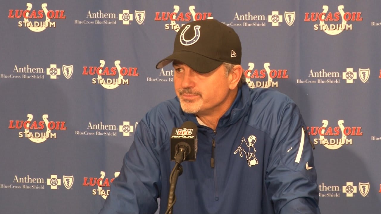 Indianapolis Colts head coach Frank Reich greets corner back T.J.