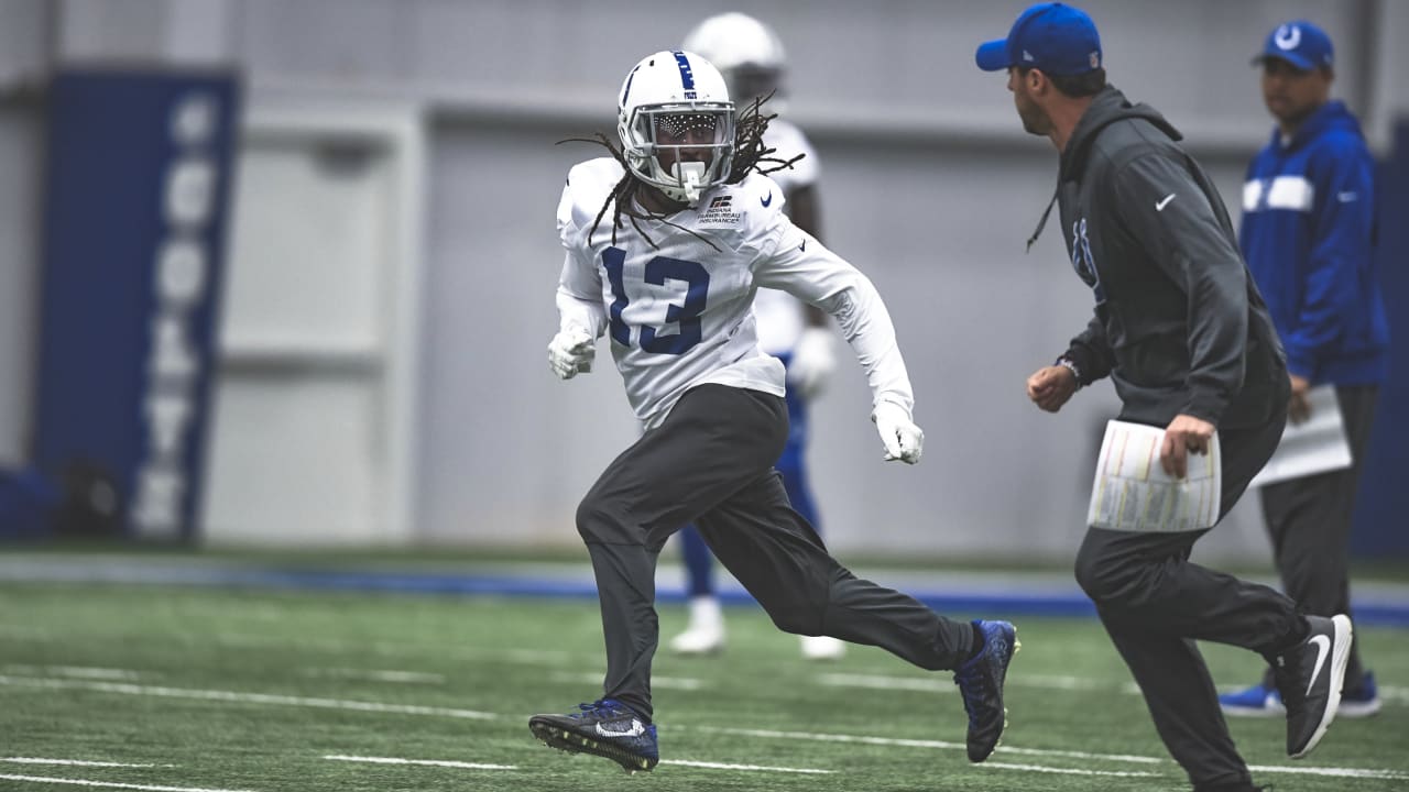 Indianapolis Colts T.Y. Hilton (left)celebrates scoring his side's