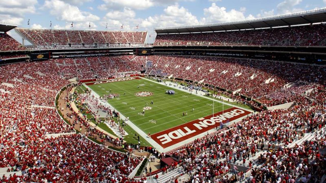 Big Al on the Field at Bryant-Denny Stadium Waving The Alabama