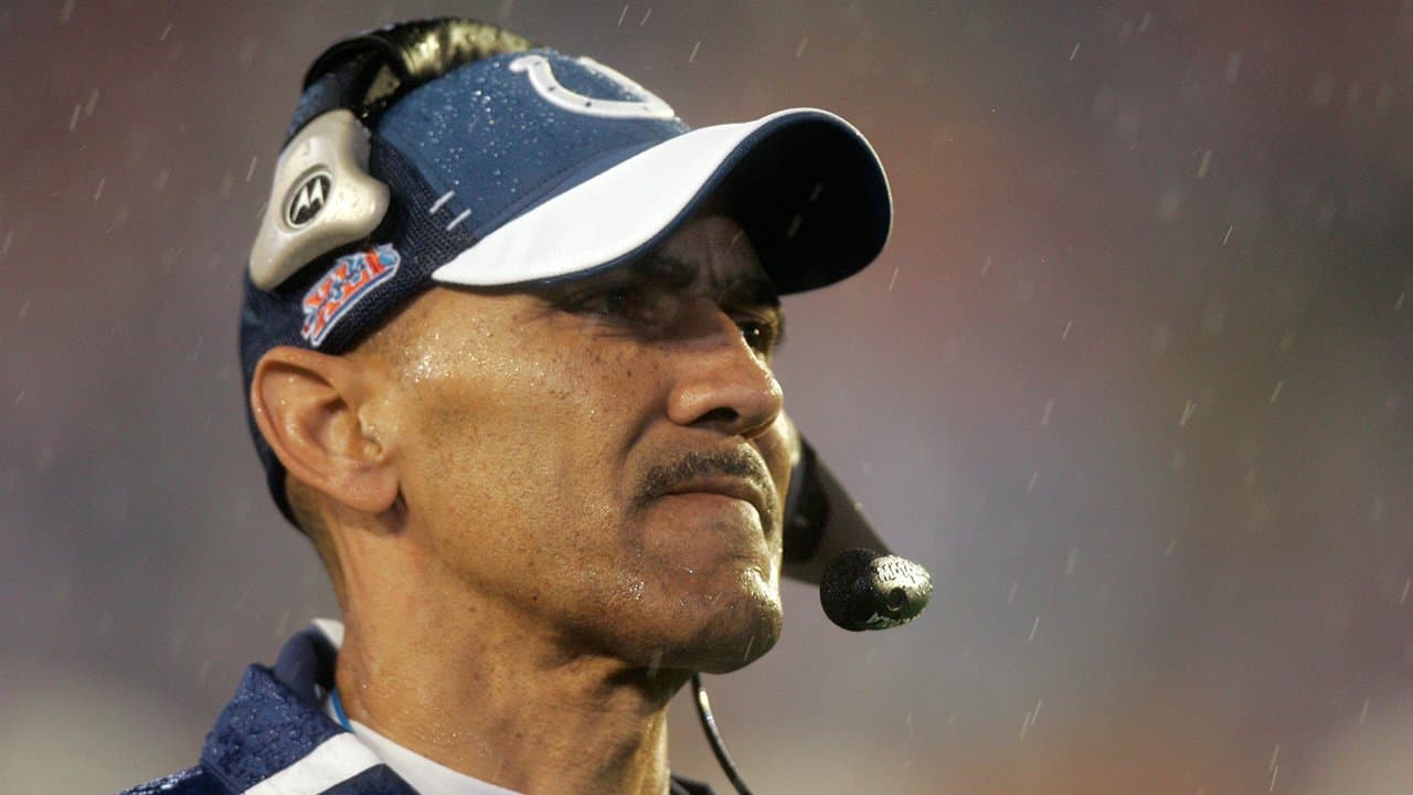 Indianapolis Colts coach Tony Dungy with Kansas City Chiefs coach