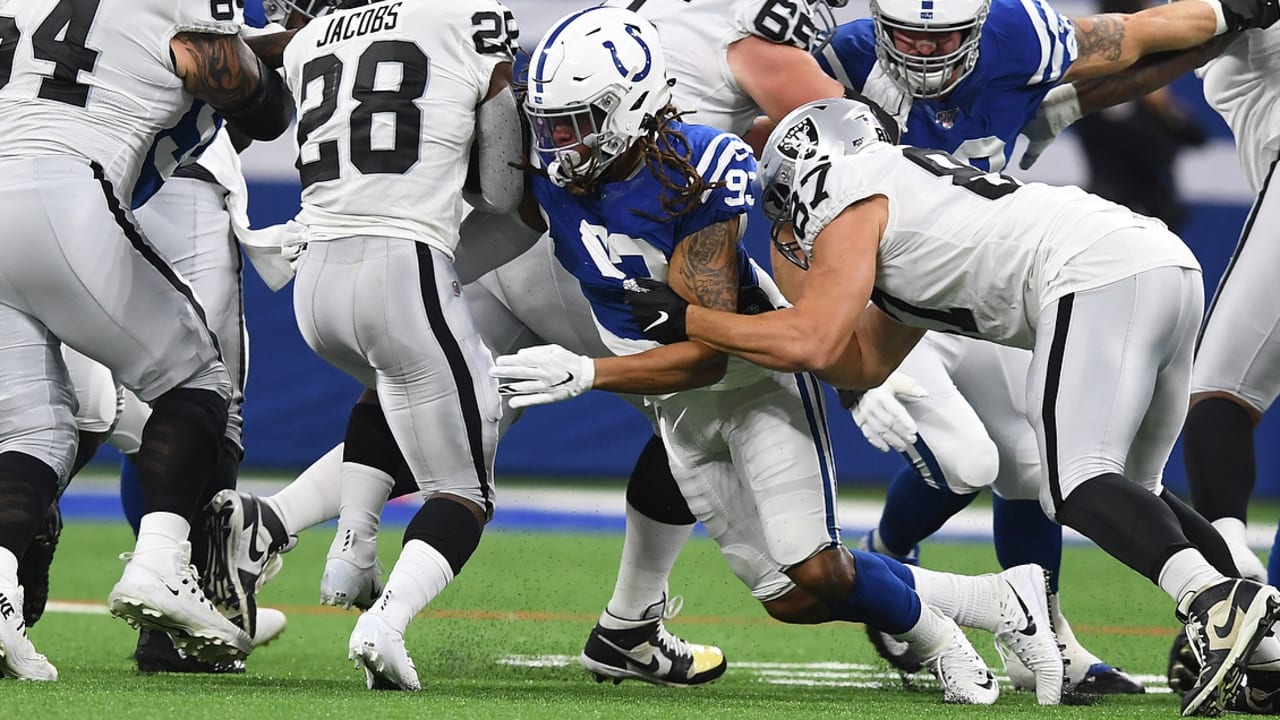 Indianapolis Colts linebacker Jabaal Sheard (93) warms up during