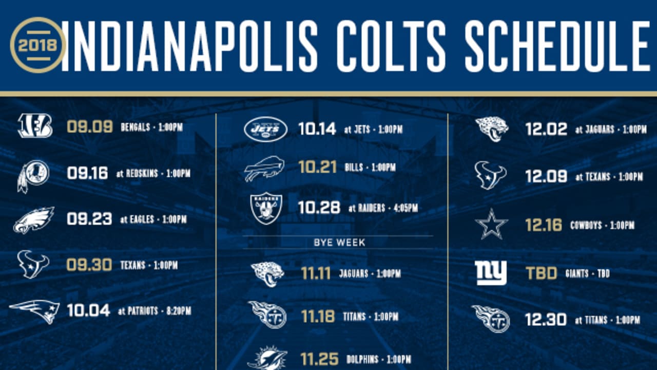 Indy Colts 2022 Schedule Indianapolis Colts Release 2018 Schedule