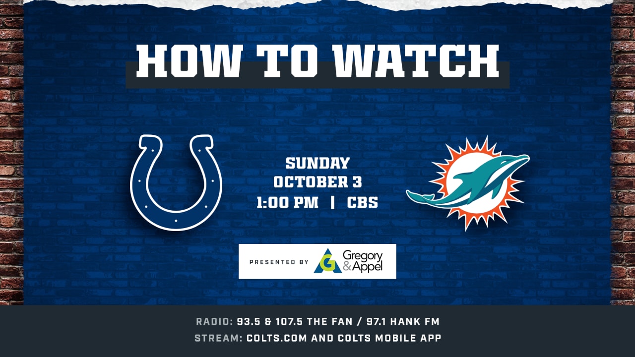 Indianapolis Colts at Miami Dolphins (Week 4) kicks off at 100 p.m. ET