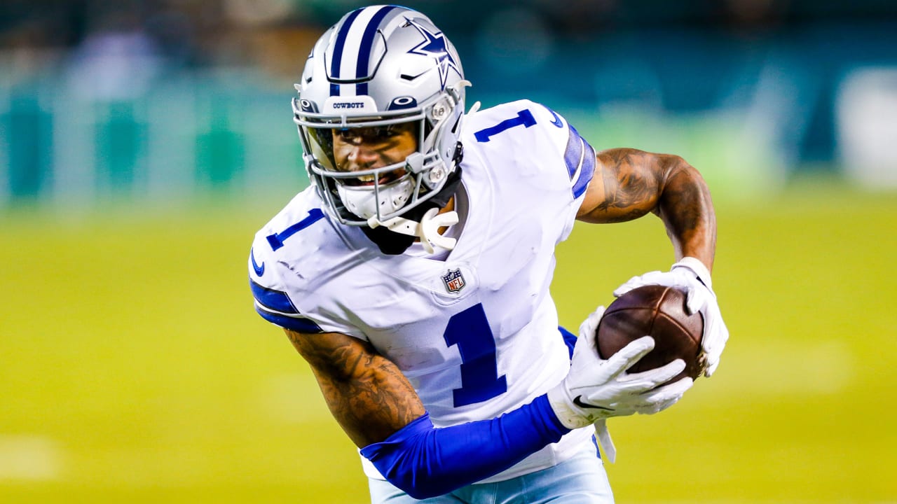 Dallas Cowboys wide receiver Cedrick Wilson (1) warms up prior to an NFL  football game against the New England Patriots, Sunday, Oct. 17, 2021, in  Foxborough, Mass. (AP Photo/Stew Milne Stock Photo - Alamy