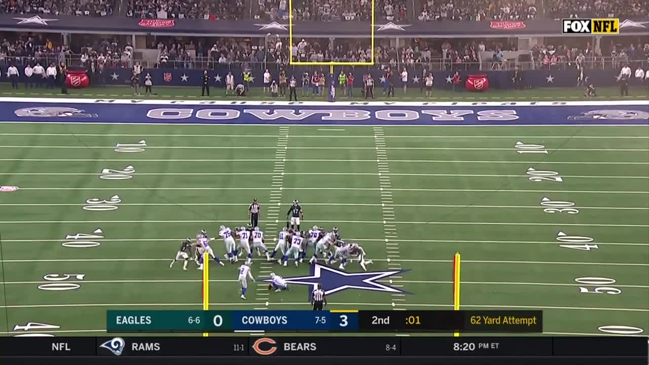 Brett Maher has to nail 60-yard field goal twice to close first