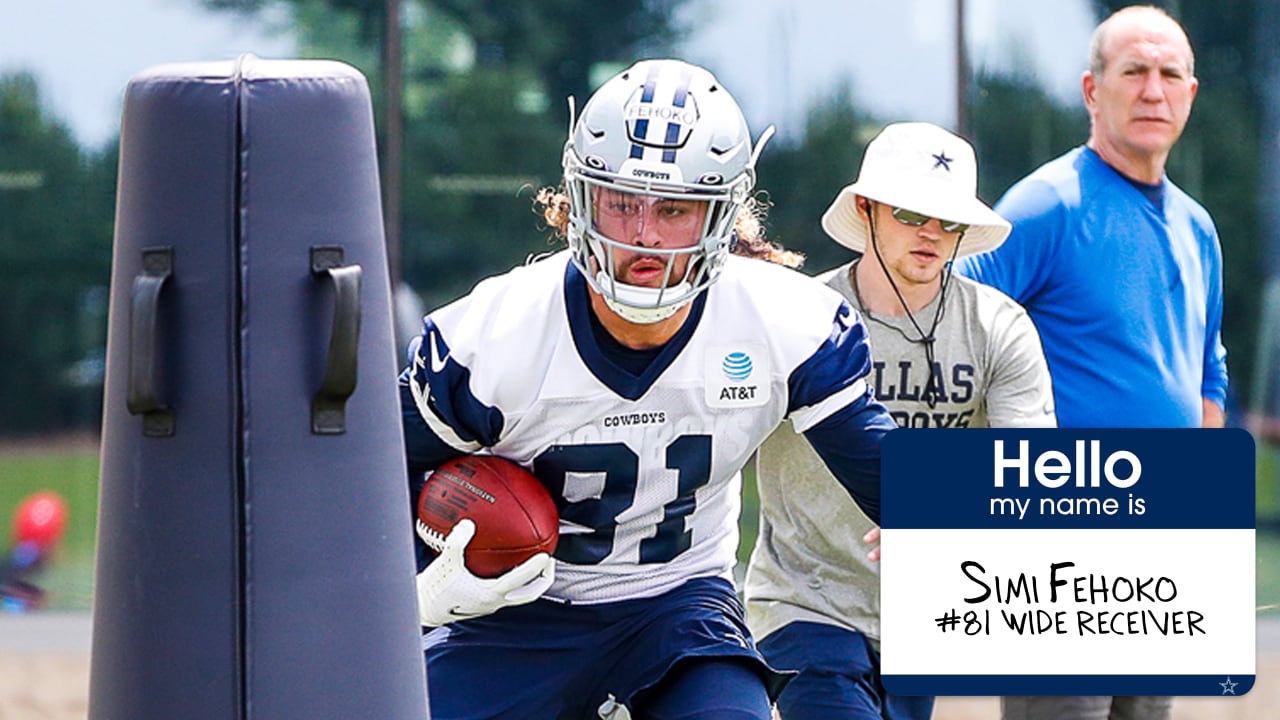 FRISCO, TX - JUNE 02: Dallas Cowboys wide receiver Simi Fehoko (81) makes a  catch during the