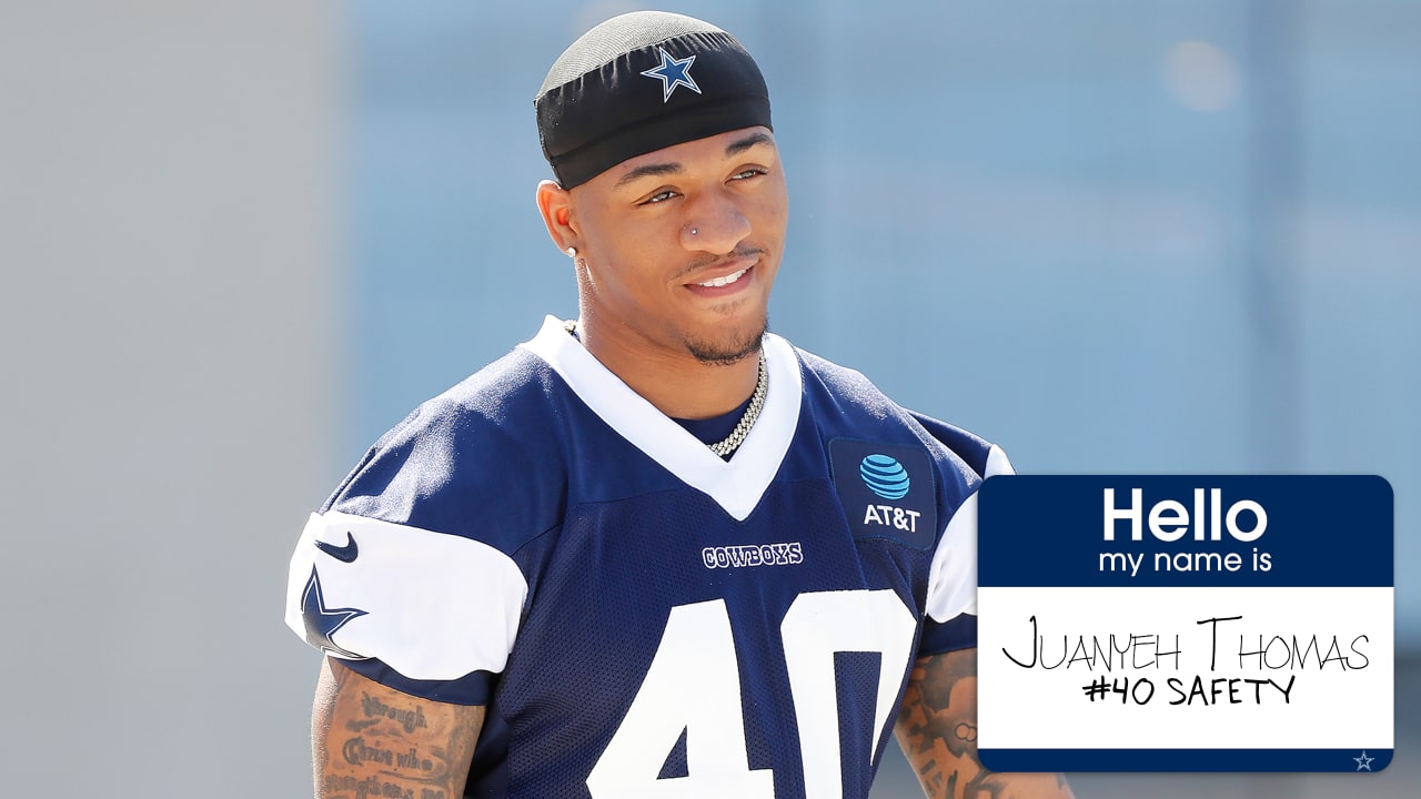 Dallas Cowboys undrafted free agent safety Juanyeh Thomas, sixth-round draft  pick running back Deuce Vaughn and undrafted free agent defensive end Tyrus  Wheat participate in the NFL football team's rookie minicamp in