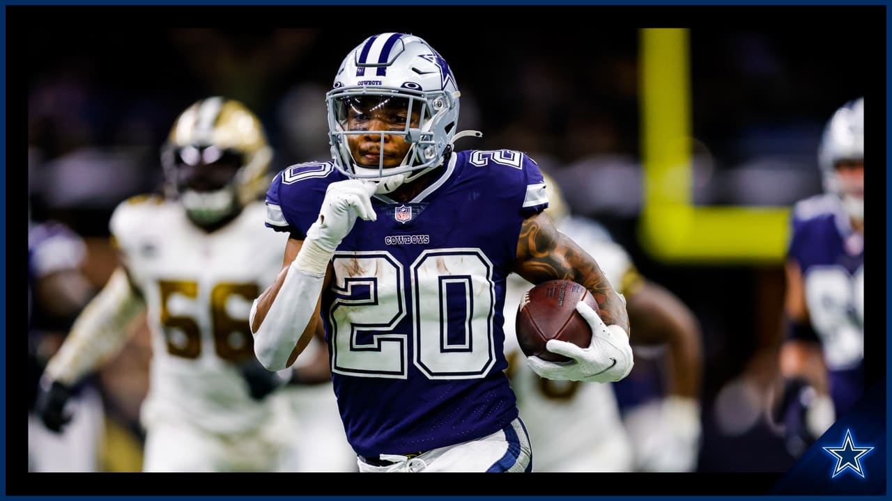 Dallas Cowboys' Osa Odighizuwa (97) and Damontae Kazee (18) celebrate with  Trevon Diggs (7) after Diggs intercepted a pass in the second half of an  NFL football game against the Carolina Panthers