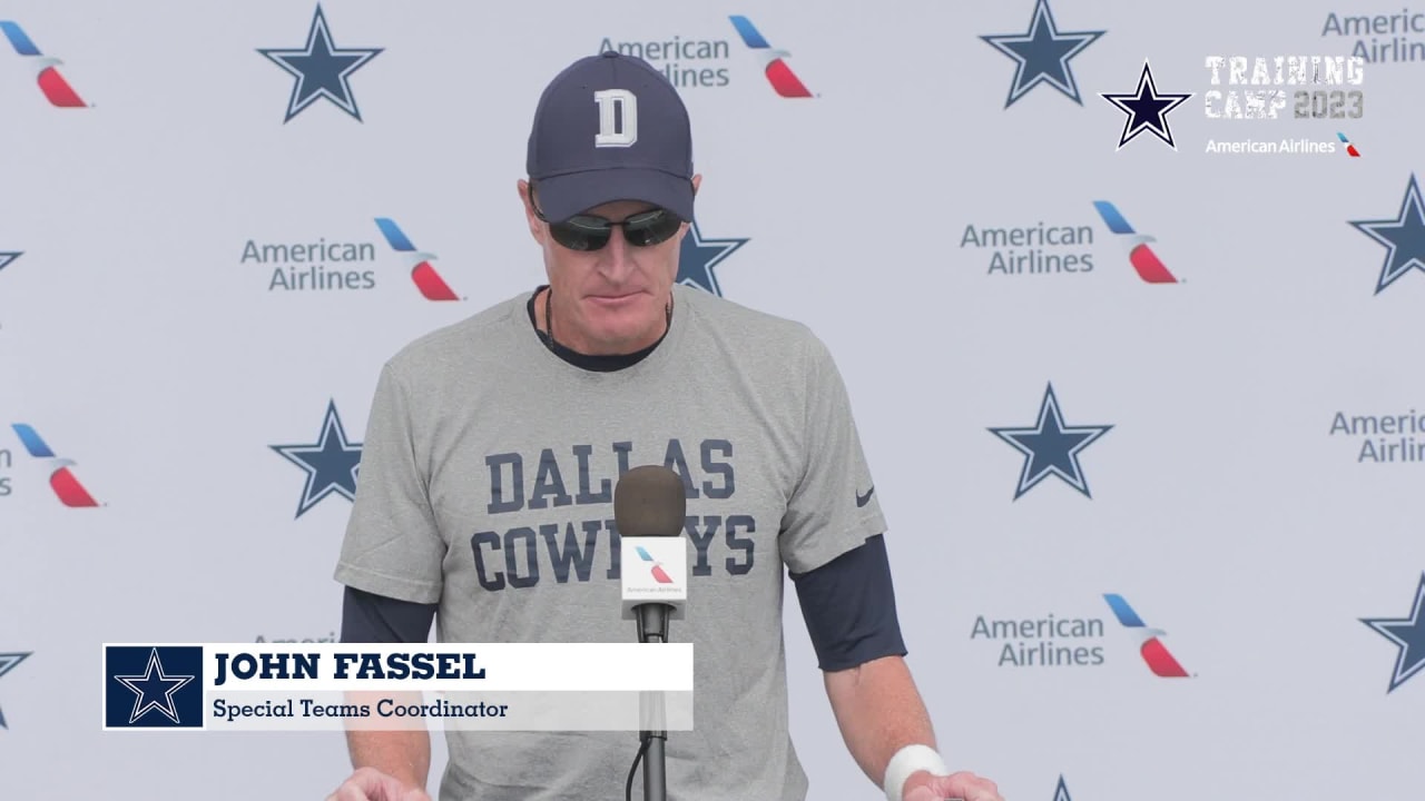 Dallas Cowboys special team coordinator John Fassel, left to right