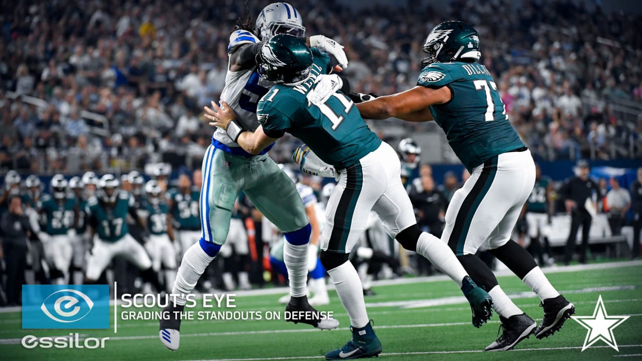 Philadelphia Eagles Malcolm Jenkins pulls Dallas Cowboys Ezekiel Elliott  jersey on a 6-yard run during