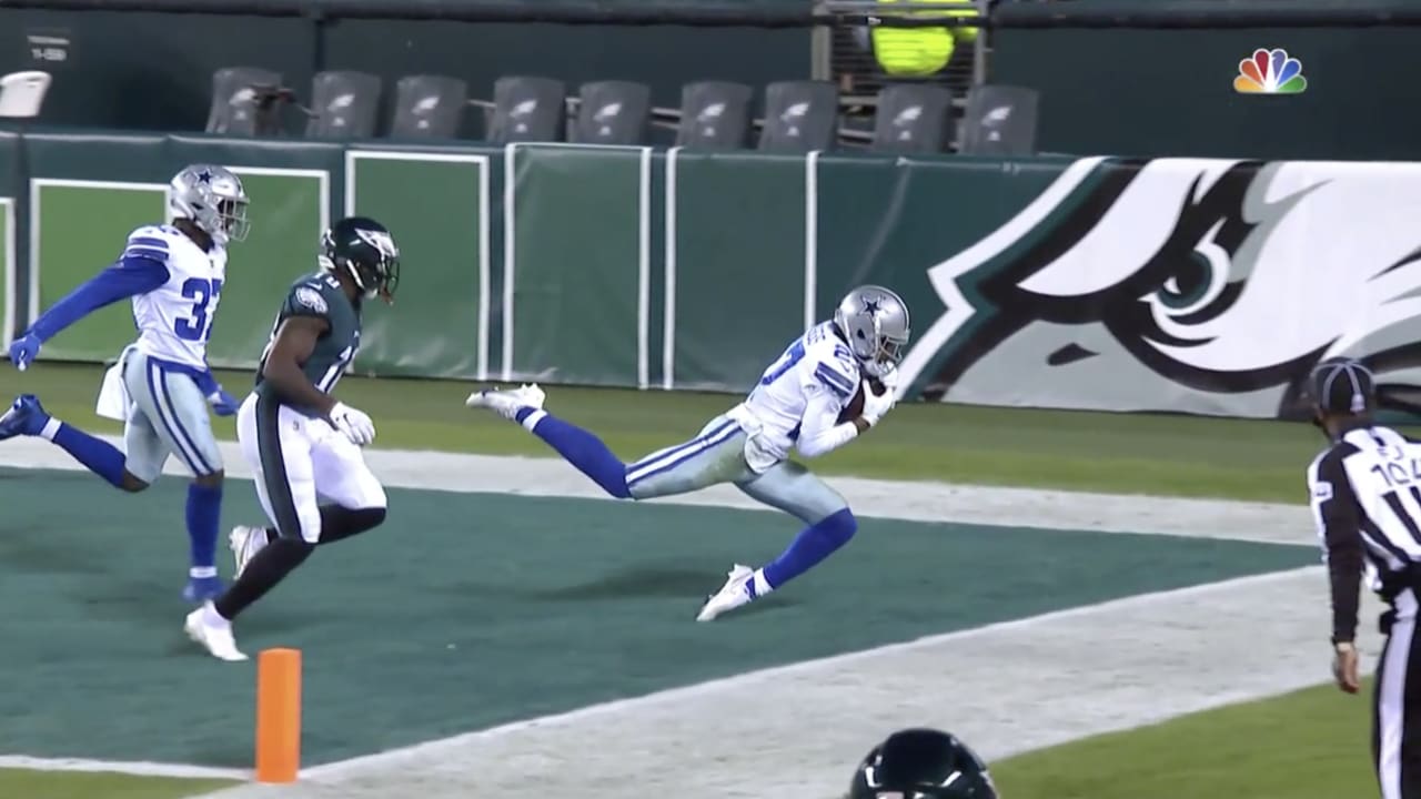 Philadelphia, PA, USA. 01st Nov, 2020. Dallas Cowboys cornerback Trevon  Diggs (27) picks off a pass from Carson Wentz (11)during the NFC matchup  between the Dallas Cowboys and the Philadelphia Eagles at