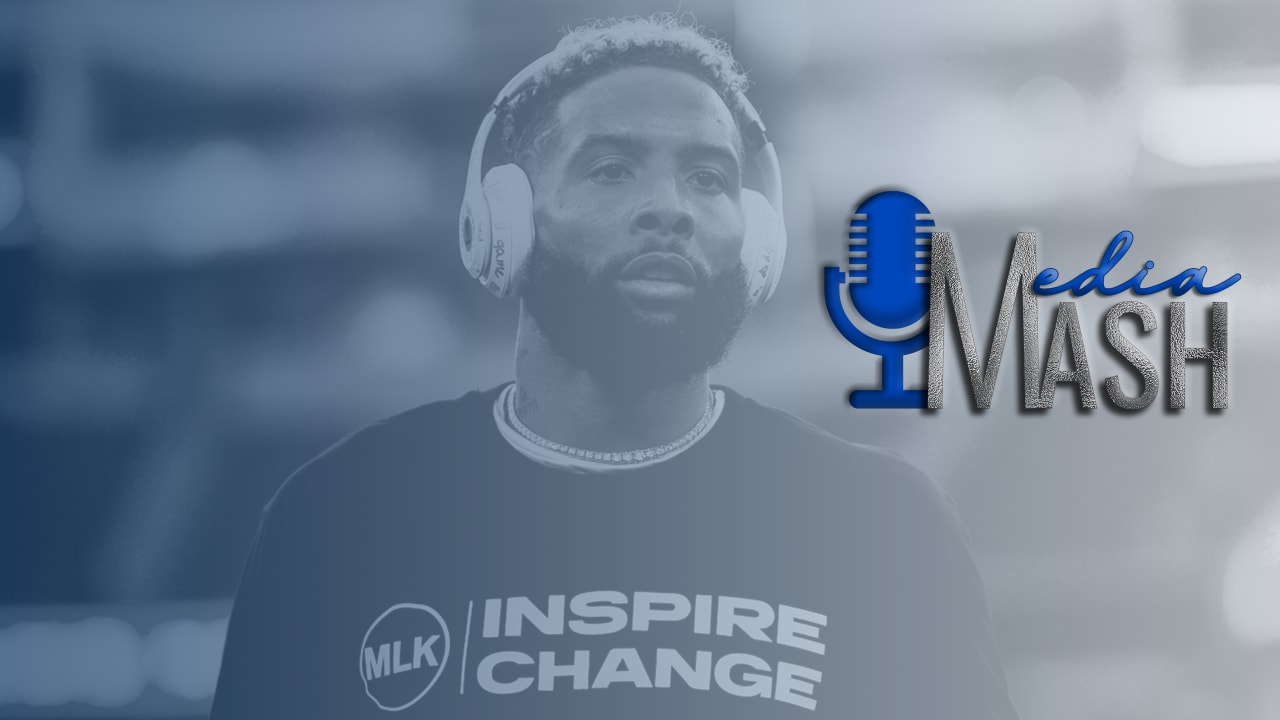 Los Angeles Rams wide receiver Odell Beckham Jr. wears an MLK logo